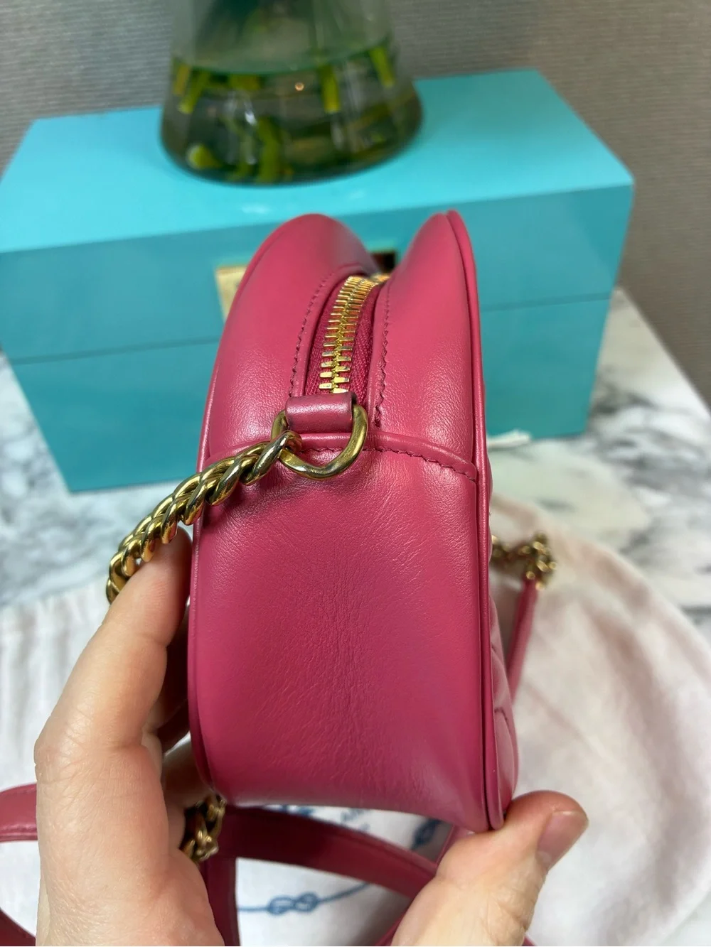 Prada Pink Quilted Diagramme Crossbody Bag - Gold Hardware - Excellent Condition